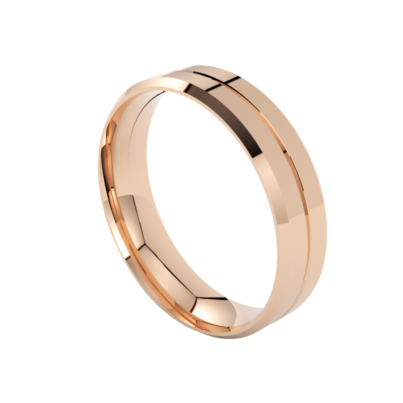 Obrączki ślubna z różowego złota płaskie fazowane